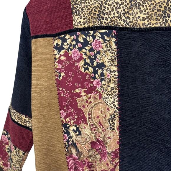 Napa Valley Vintage 90s Floral Animal Block Quilted Button Up Shacket Women M - Picture 6 of 8
